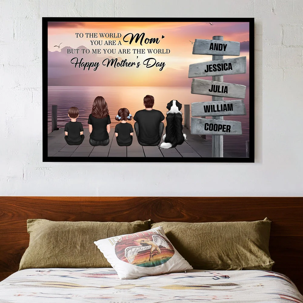 Mom To Us You Are The World Personalized Poster, Thoughtful Gift for Mom and Family - Image 3