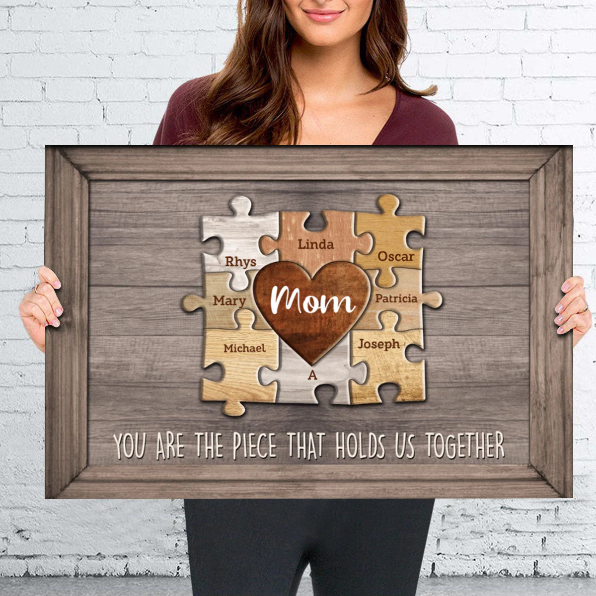 Mom You Are The Piece That Holds Us Together Personalized Puzzle Canvas Gift For Mother - Image 2