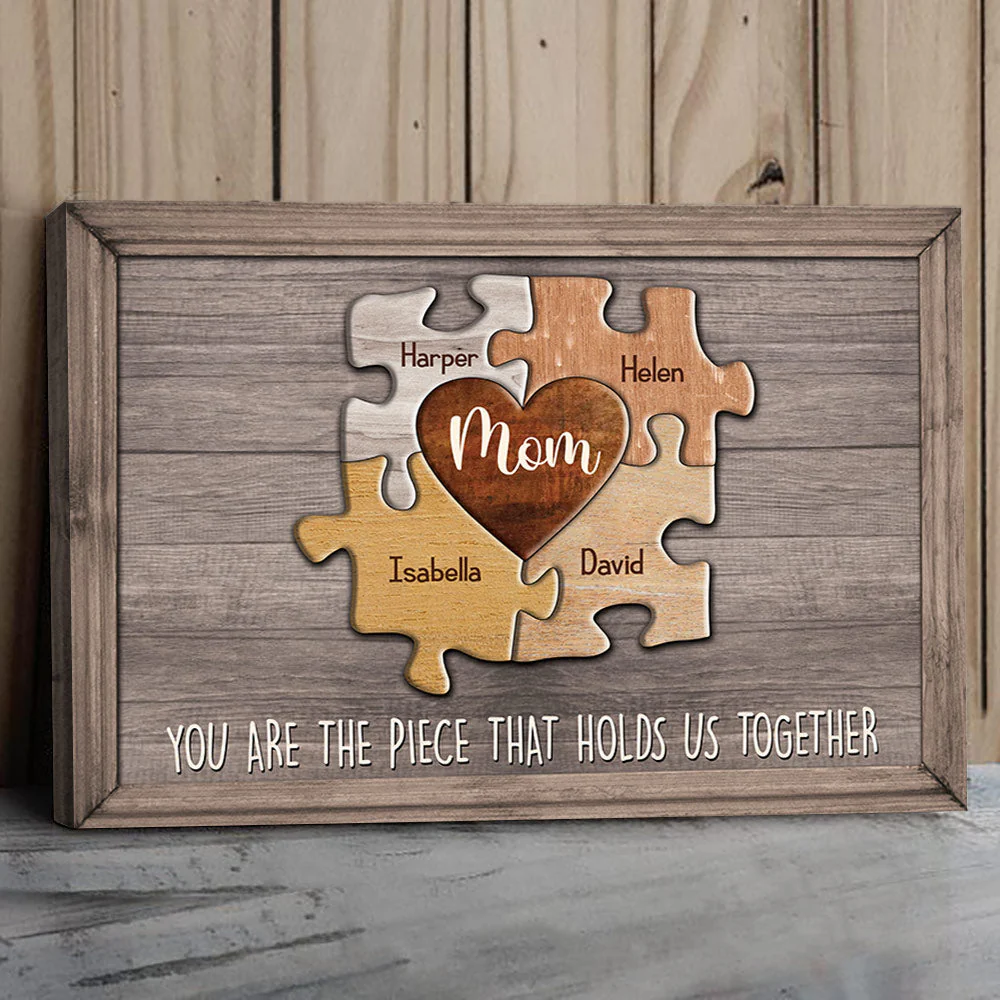 Mom You Are The Piece That Holds Us Together Personalized Puzzle Canvas Gift For Mother - Image 4