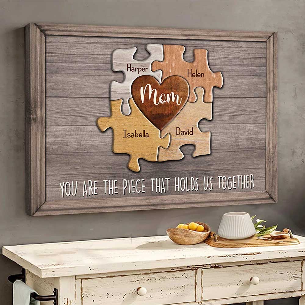 Mom You Are The Piece That Holds Us Together Personalized Puzzle Canvas Gift For Mother - Image 5