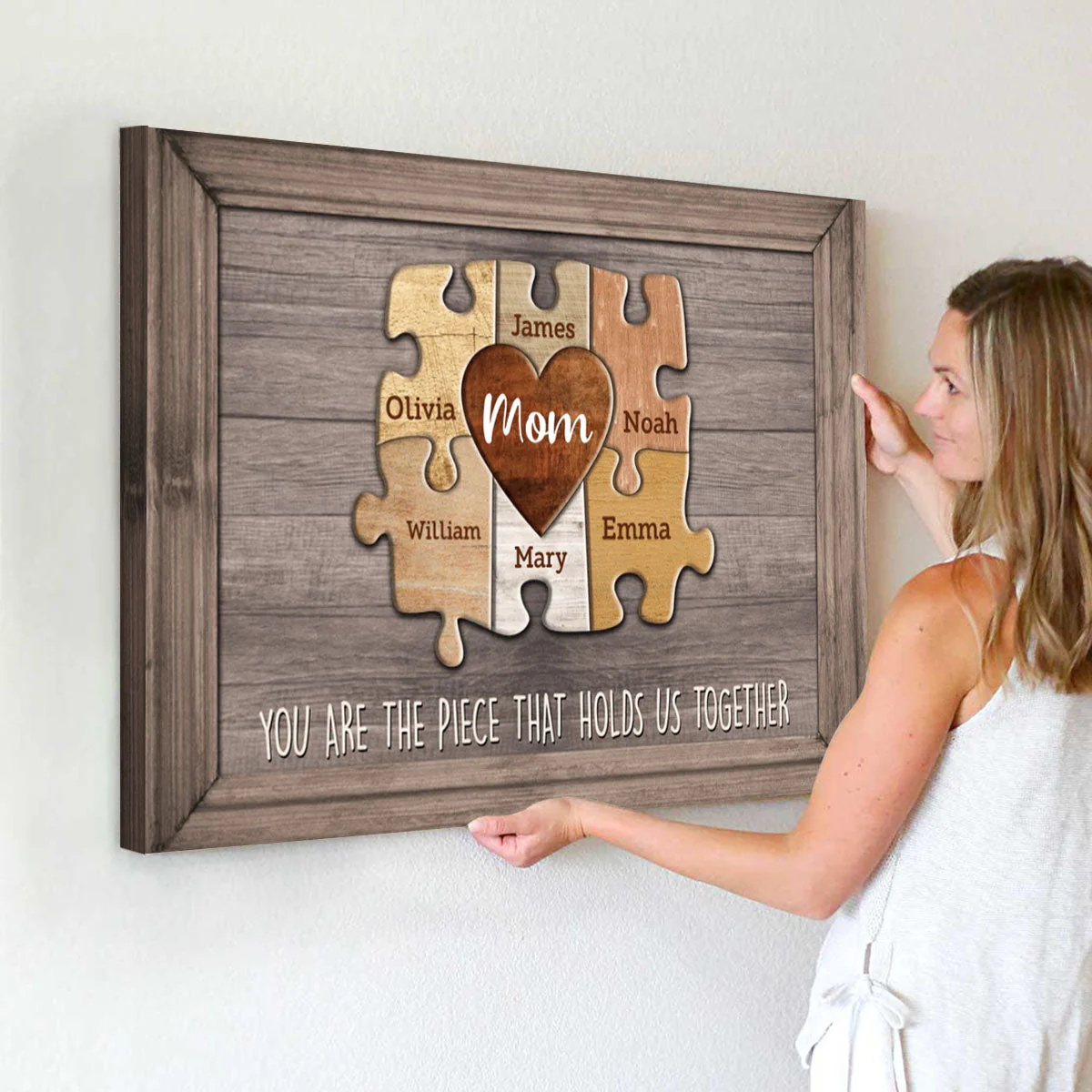 Mom You Are The Piece That Holds Us Together Personalized Puzzle Canvas Gift For Mother - Image 6