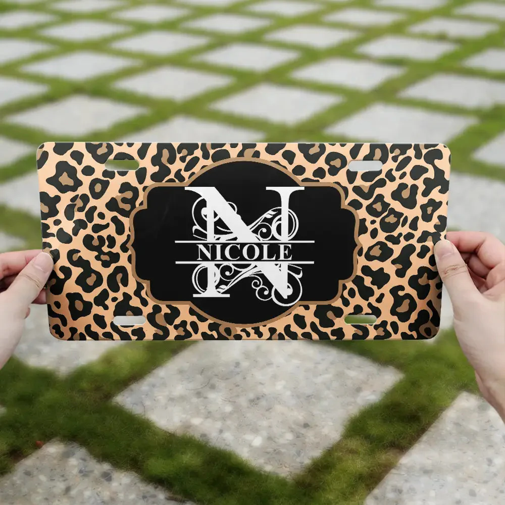 Monogram Leopard Print - Personalized License Plate - Image 4