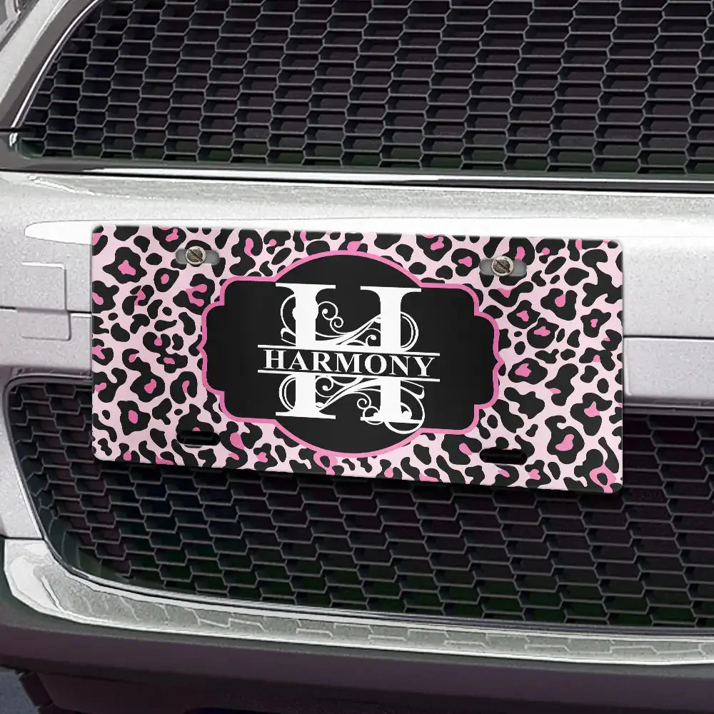 Monogram Leopard Print - Personalized License Plate - Image 5