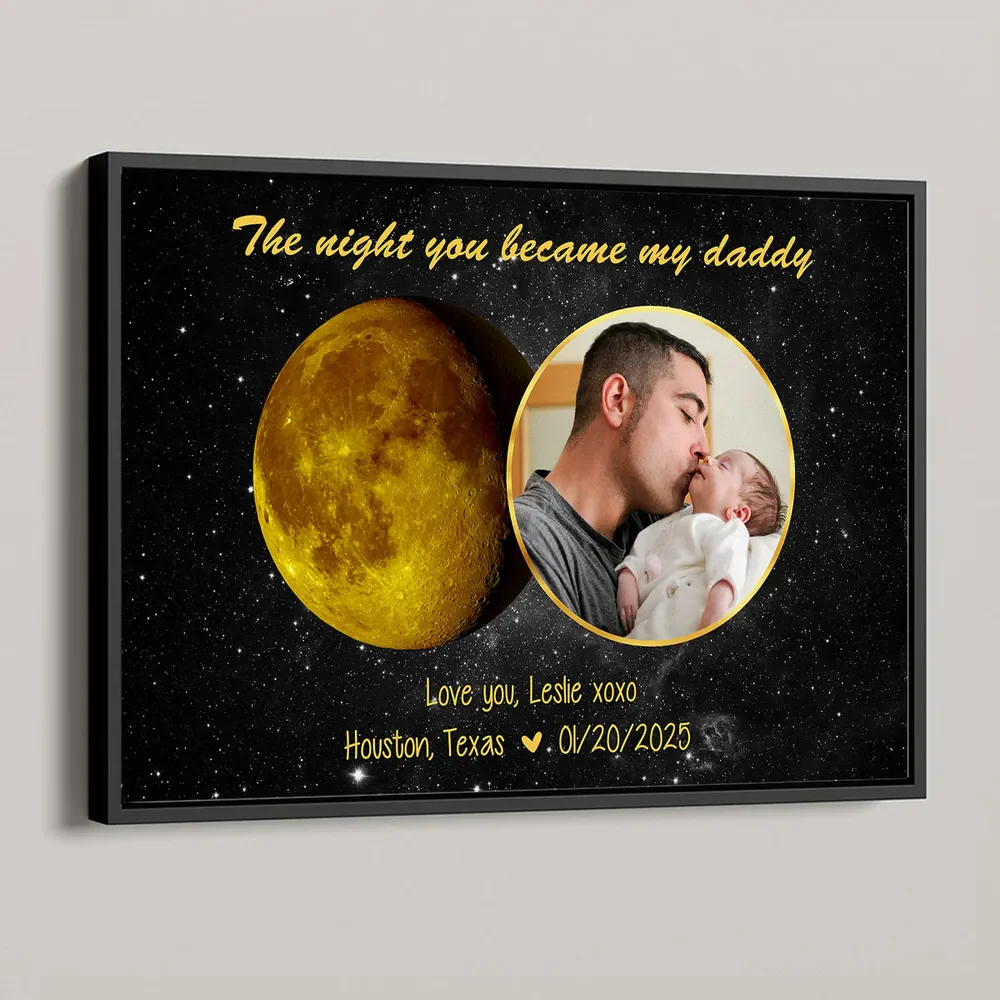 Moon Phase Art The Day You Became My Daddy Mommy Personalized Poster, Gift For New Mom, New Dad - Image 5
