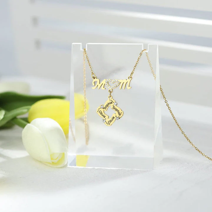 Mother's Day Gift Personalized Diamond Mom Necklace With Crystal Baby Feet - Image 8
