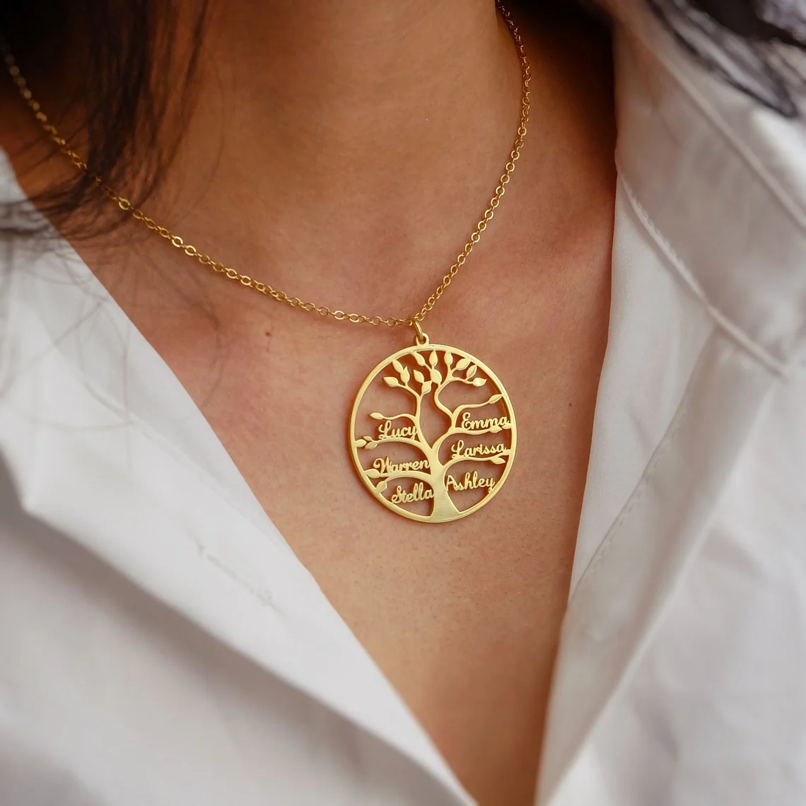 Mother's Day Gift-Personalized Family Tree with Name Necklace - Image 3