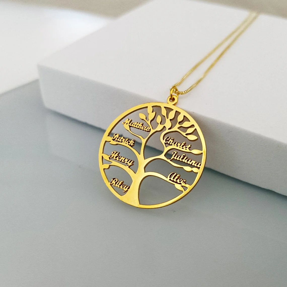 Mother's Day Gift-Personalized Family Tree with Name Necklace - Image 5