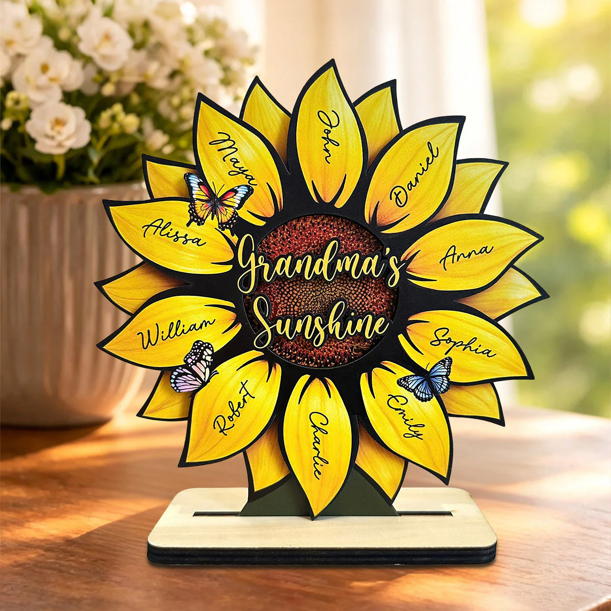 Mother's Day Gifts, Grandma's Sunshine, Grandma's Garden Sunflowers For Nana, Mimi, Gigi - Personalized Wooden Plaque - Image 2