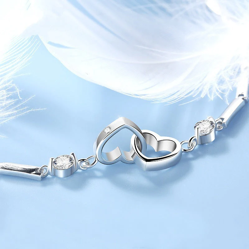 Motler & Daughter Forever Linked Together Personalized Birthstone Double Heart Bracelet - Image 4