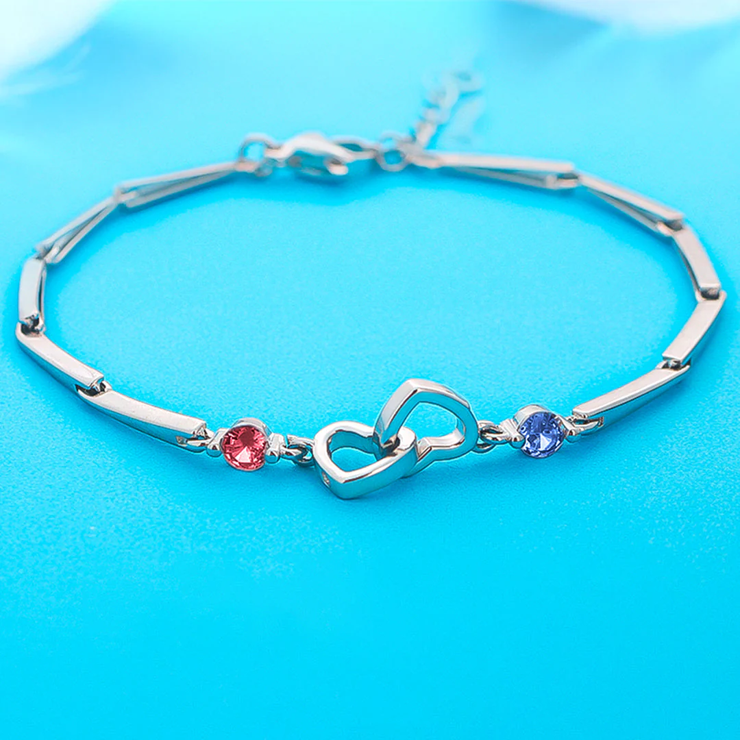 Motler & Daughter Forever Linked Together Personalized Birthstone Double Heart Bracelet - Image 6