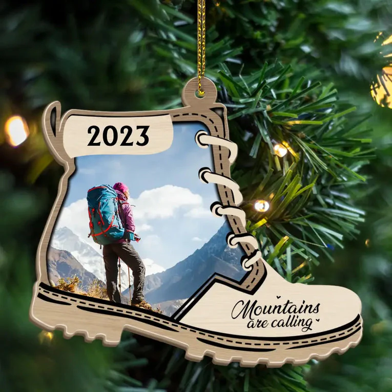 Mountains Are Calling - Personalized Photo Upload Gifts Custom Acrylic Ornament for Hiking Lovers - Image 2