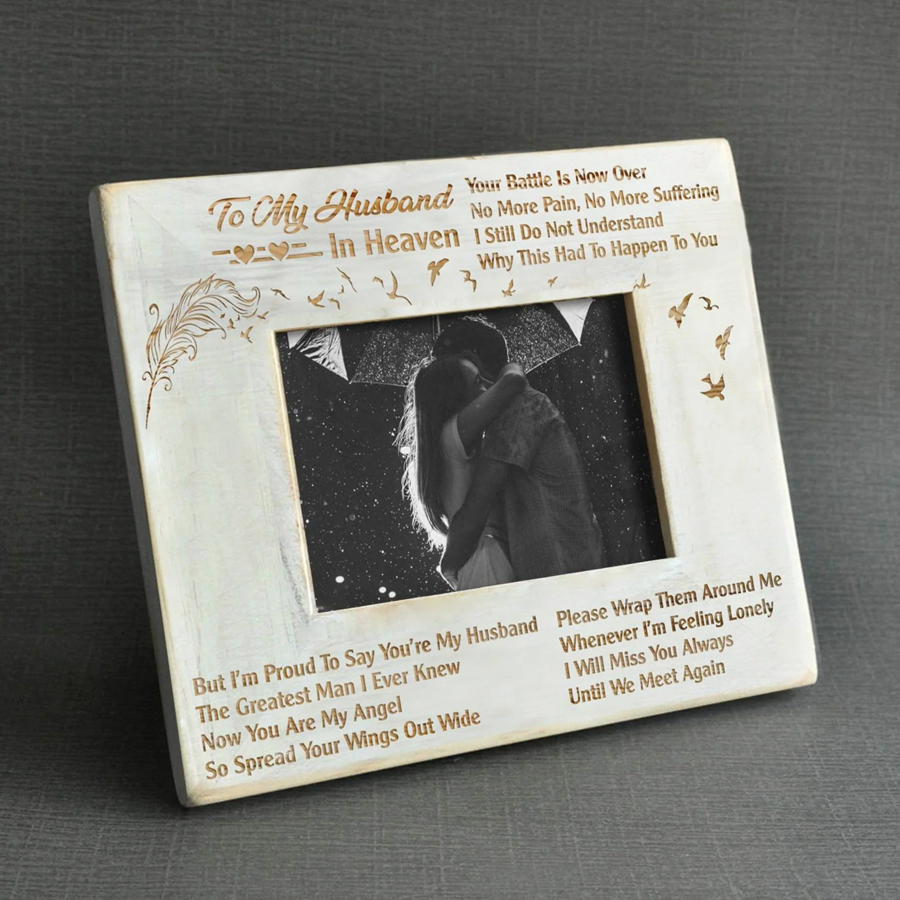My Angel Husband Memorial Wooden Photo Frame - Image 2