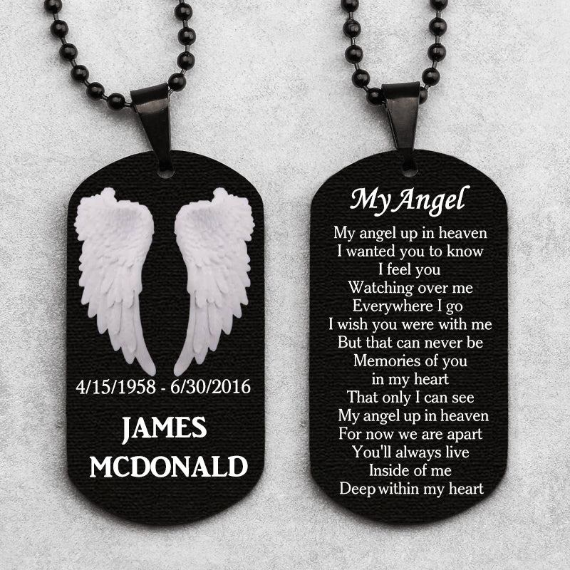 My Angel Up In Heaven- Personalized Memorial Dog Tag Necklace - Image 2