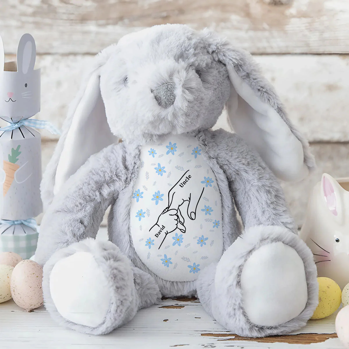 My Dearest Holding My Hand - Personalized Custom Easter Bunny Plush Gift For Family Members - Image 2