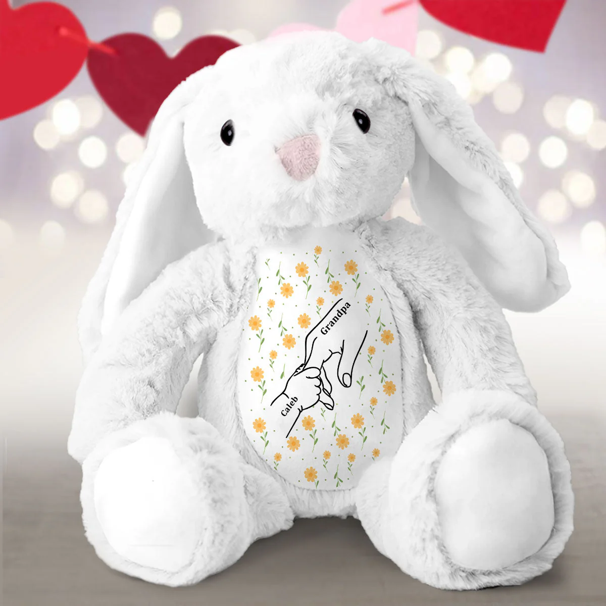 My Dearest Holding My Hand - Personalized Custom Easter Bunny Plush Gift For Family Members - Image 3