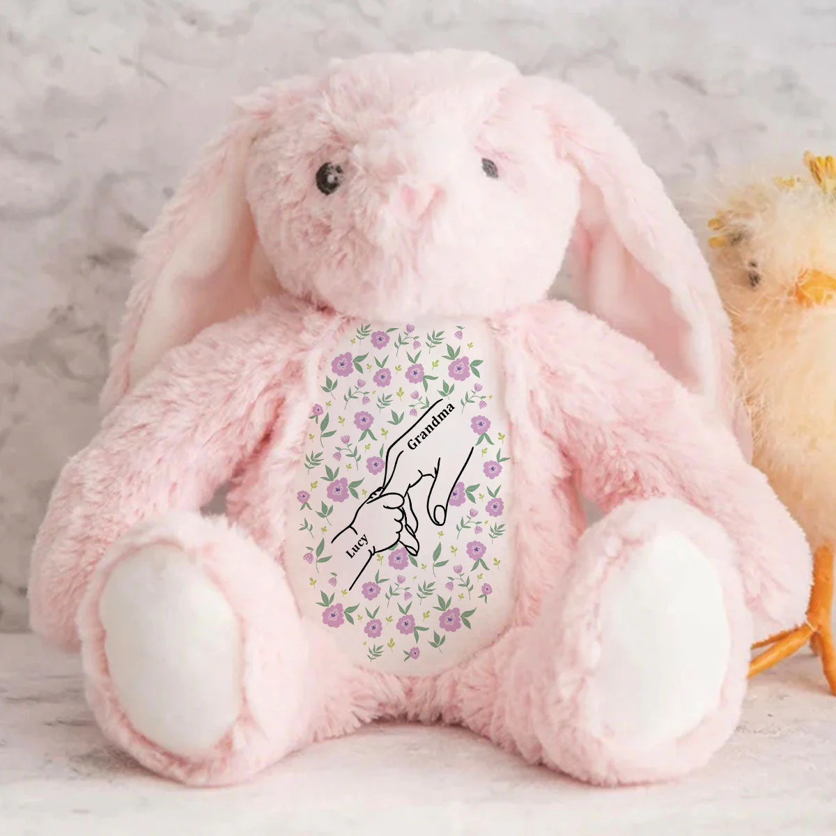 My Dearest Holding My Hand - Personalized Custom Easter Bunny Plush Gift For Family Members - Image 4