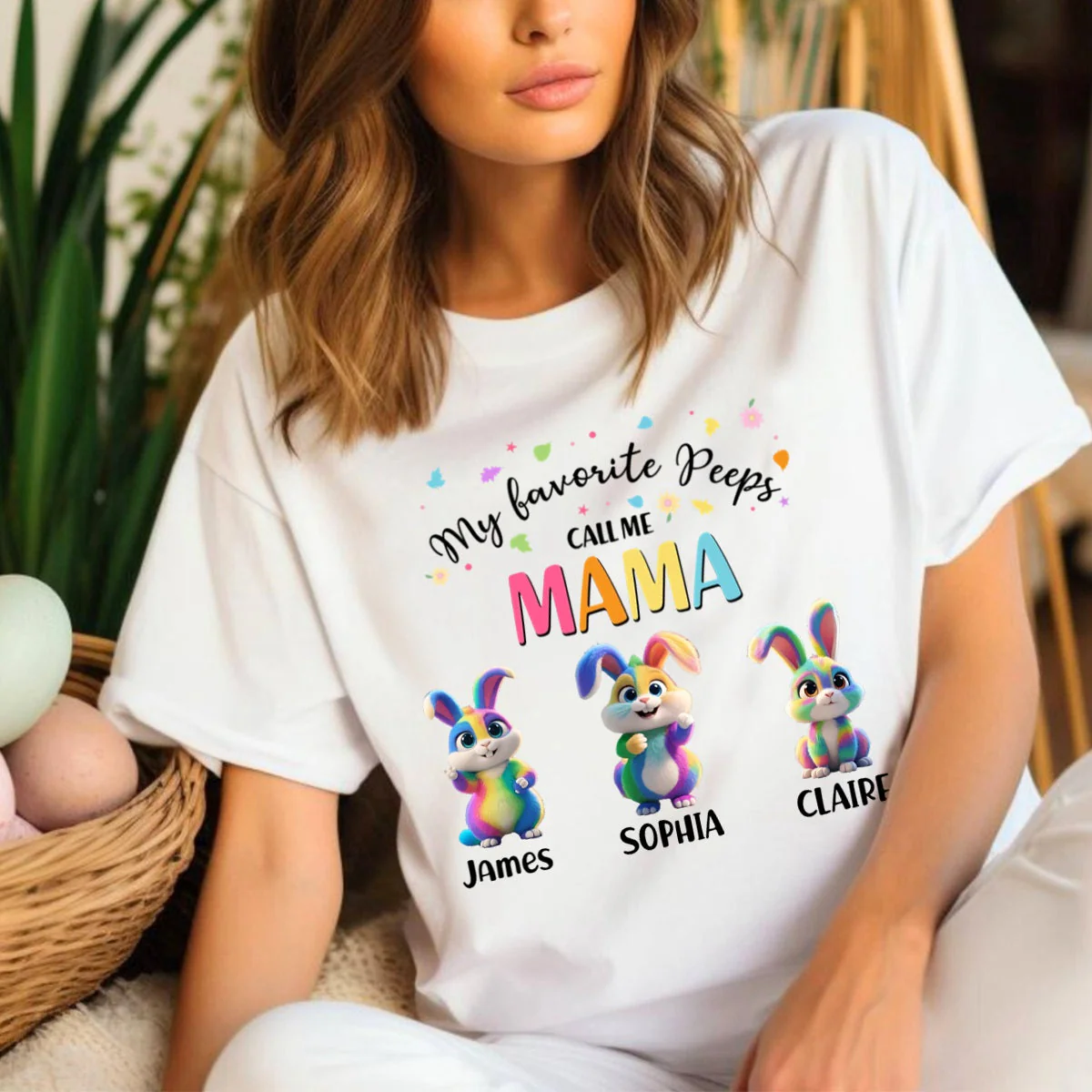 My Favorite Bunny Call Me Grandma - Personalized Grandma's Easter Day T Shirt - Image 3