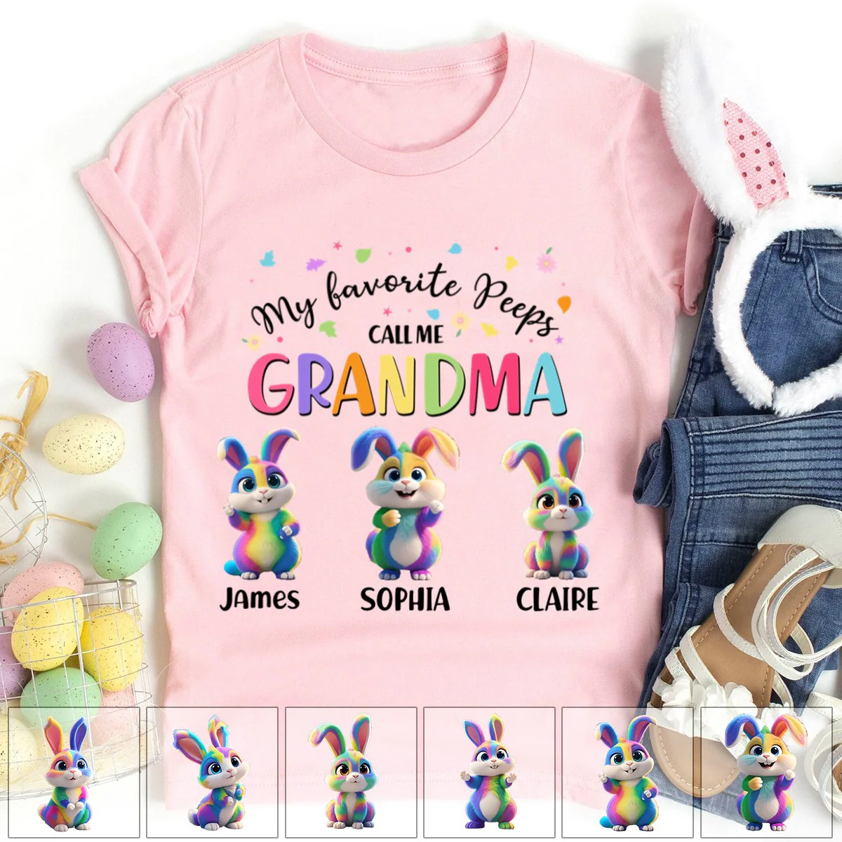 My Favorite Bunny Call Me Grandma - Personalized Grandma's Easter Day T Shirt - Image 4
