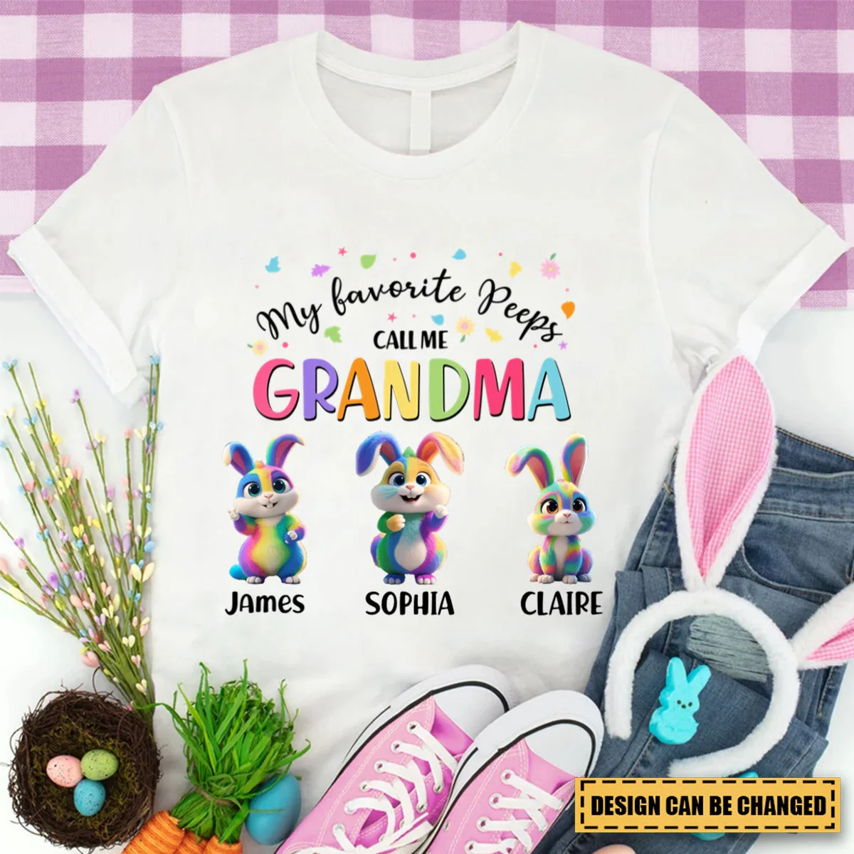 My Favorite Bunny Call Me Grandma - Personalized Grandma's Easter Day T Shirt - Image 6