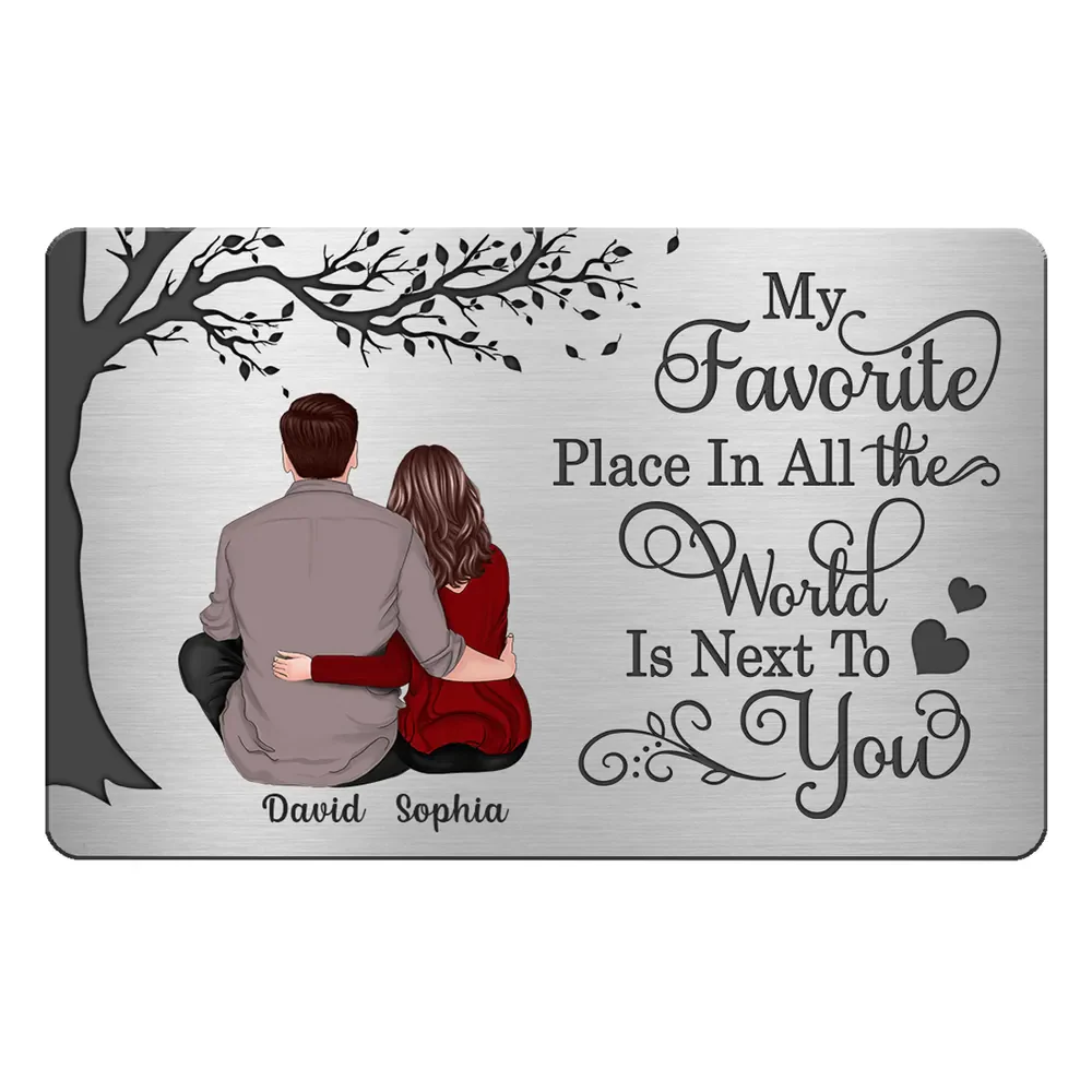 My Favorite Place Couple Gift Personalized Metal Wallet Card - Image 5