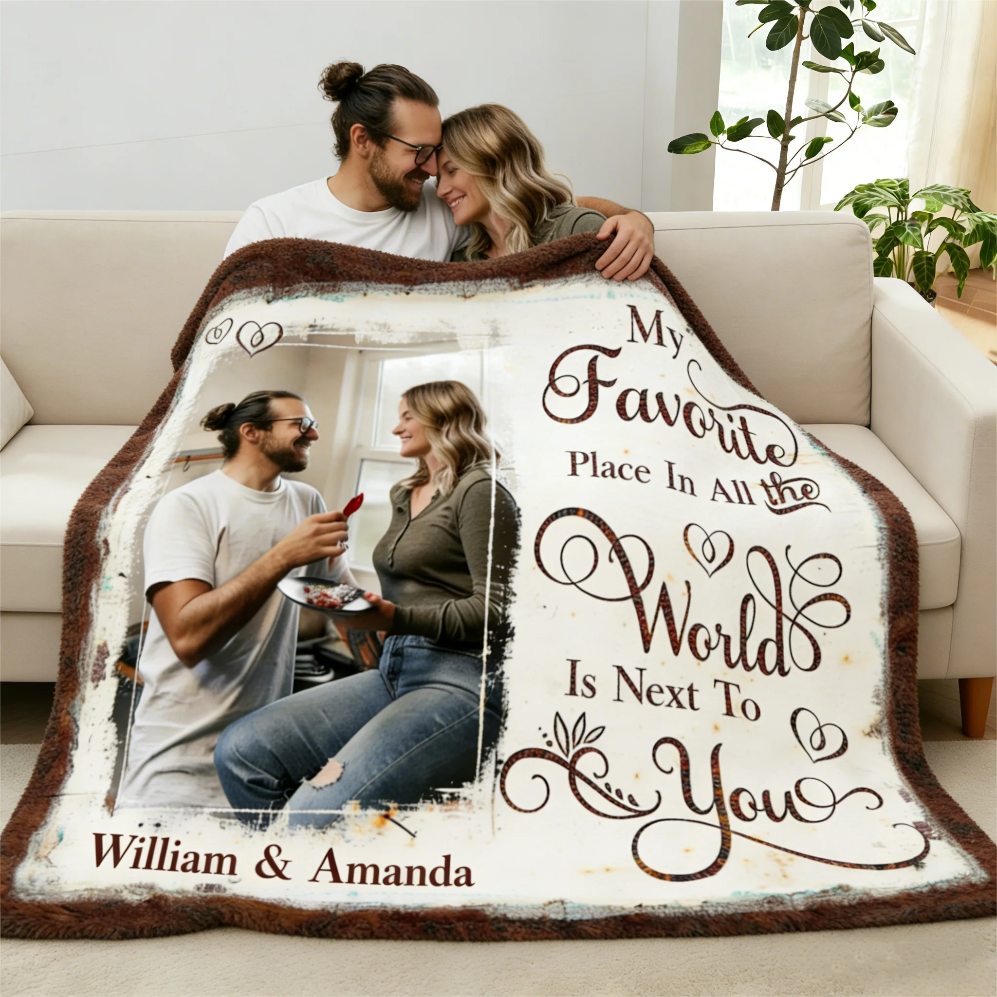 My Favorite Place In All The World Is Next To You Personalized Couple Blanket Gift For Boyfriend Girlfriend - Image 3