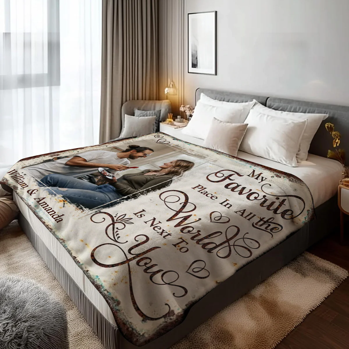 My Favorite Place In All The World Is Next To You Personalized Couple Blanket Gift For Boyfriend Girlfriend - Image 7