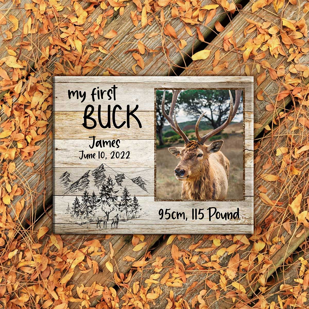 My First Buck Photo Canvas, Father’s Day Grandpa Hunting Gift, Man Gift - Image 3