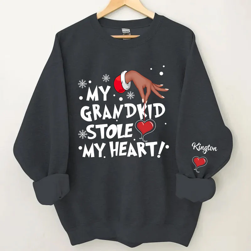 My grandkids Stole My Heart Grandma Personalized Christmas Sweatshirt - Image 2