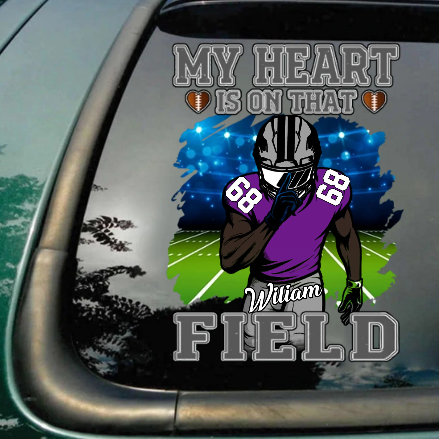 My Heart Is On That Field - Personalized Decals Gift For Football Player - Image 2