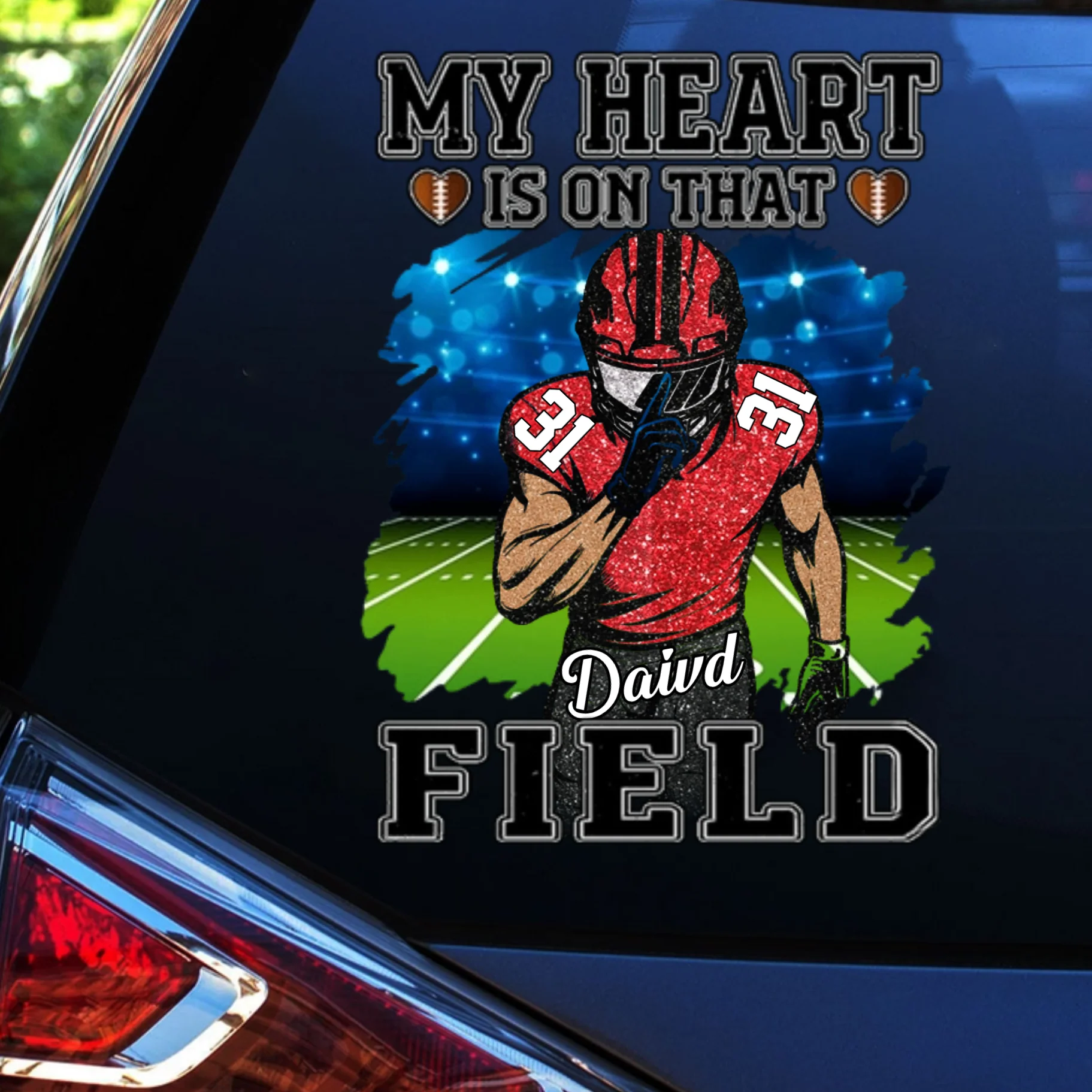 My Heart Is On That Field - Personalized Decals Gift For Football Player - Image 3