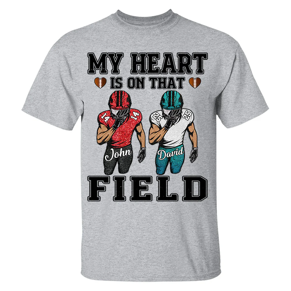 My Heart Is On That Field Personalized Pure cotton T-Shirt Gift For Family Member Football Game Days Shirt - Image 2