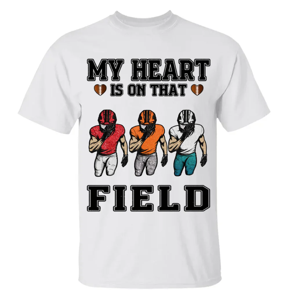 My Heart Is On That Field Personalized Pure cotton T-Shirt Gift For Family Member Football Game Days Shirt - Image 3