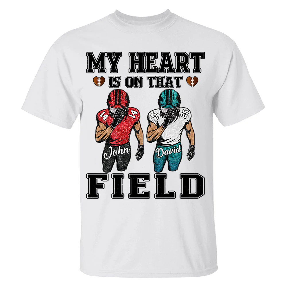 My Heart Is On That Field Personalized Pure cotton T-Shirt Gift For Family Member Football Game Days Shirt - Image 4
