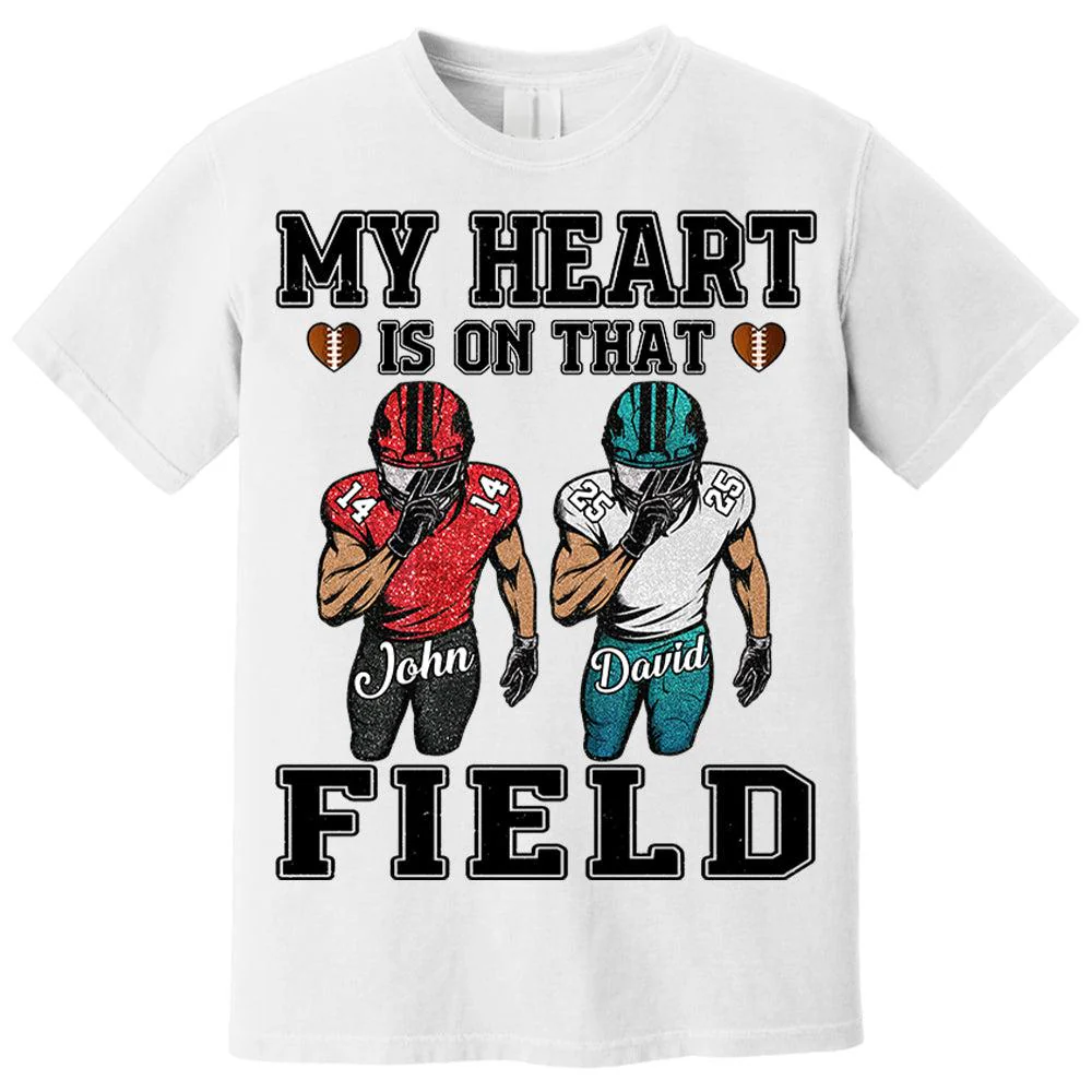 My Heart Is On That Field Personalized Pure cotton T-Shirt Gift For Family Member Football Game Days Shirt - Image 5