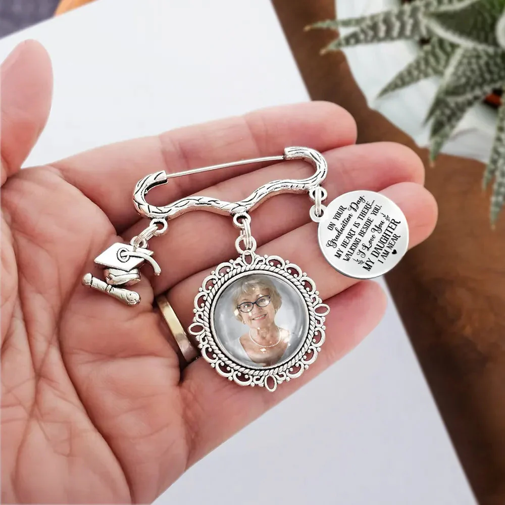 My Heart Is There Walking Beside You - Personalized Photo Graduation Tassel Pin - Image 4