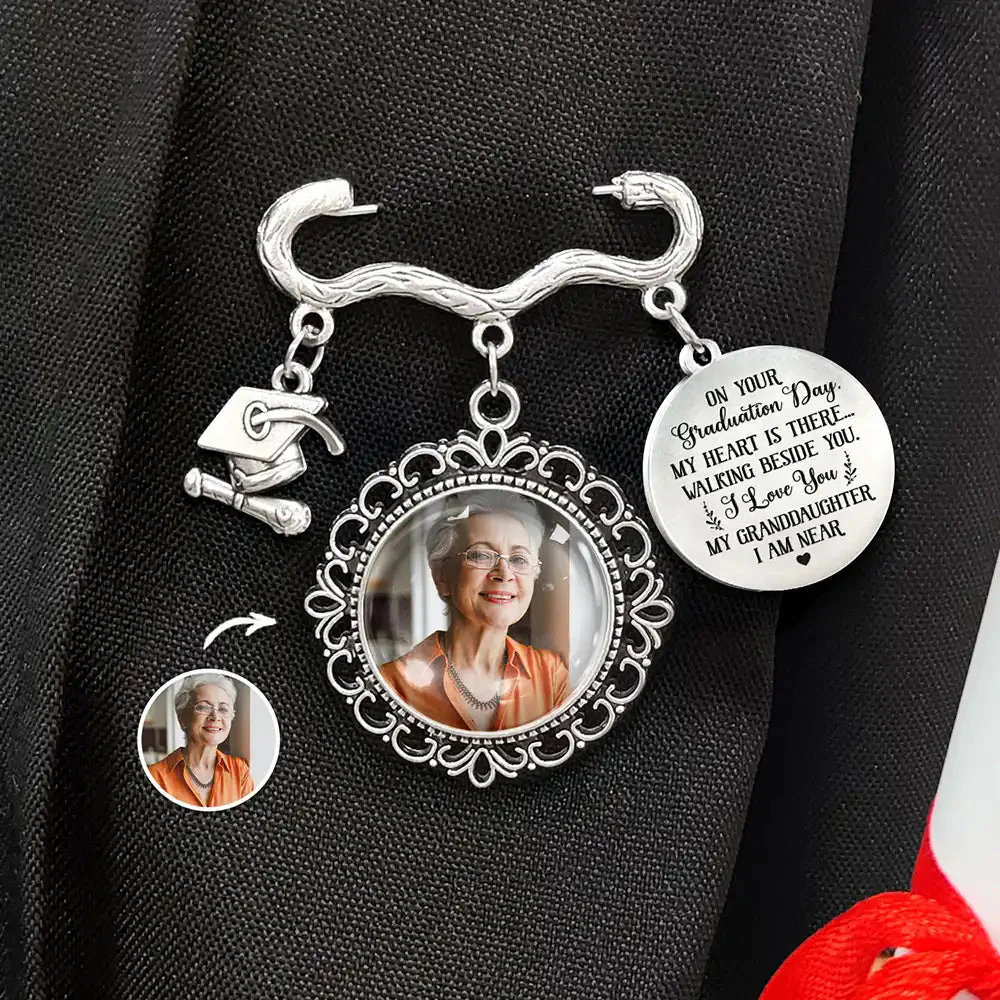 My Heart Is There Walking Beside You - Personalized Photo Graduation Tassel Pin - Image 5