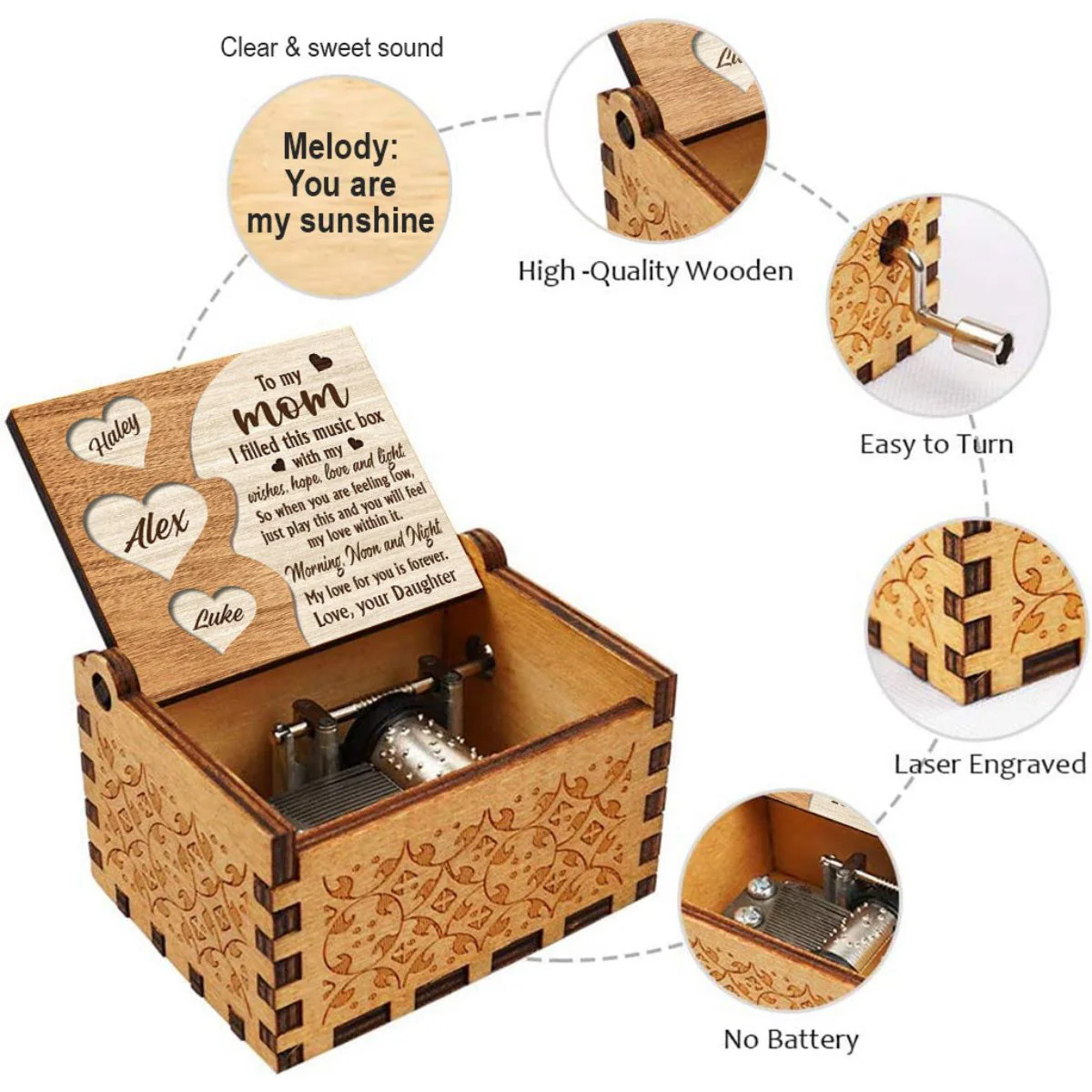 My Love For You Is Forever - Personalized Hand Crank Music Box - Image 2