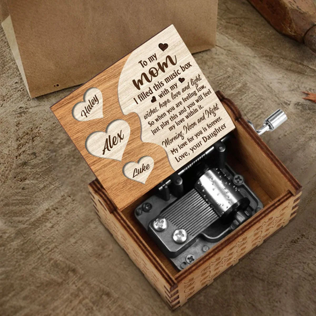 My Love For You Is Forever - Personalized Hand Crank Music Box - Image 3