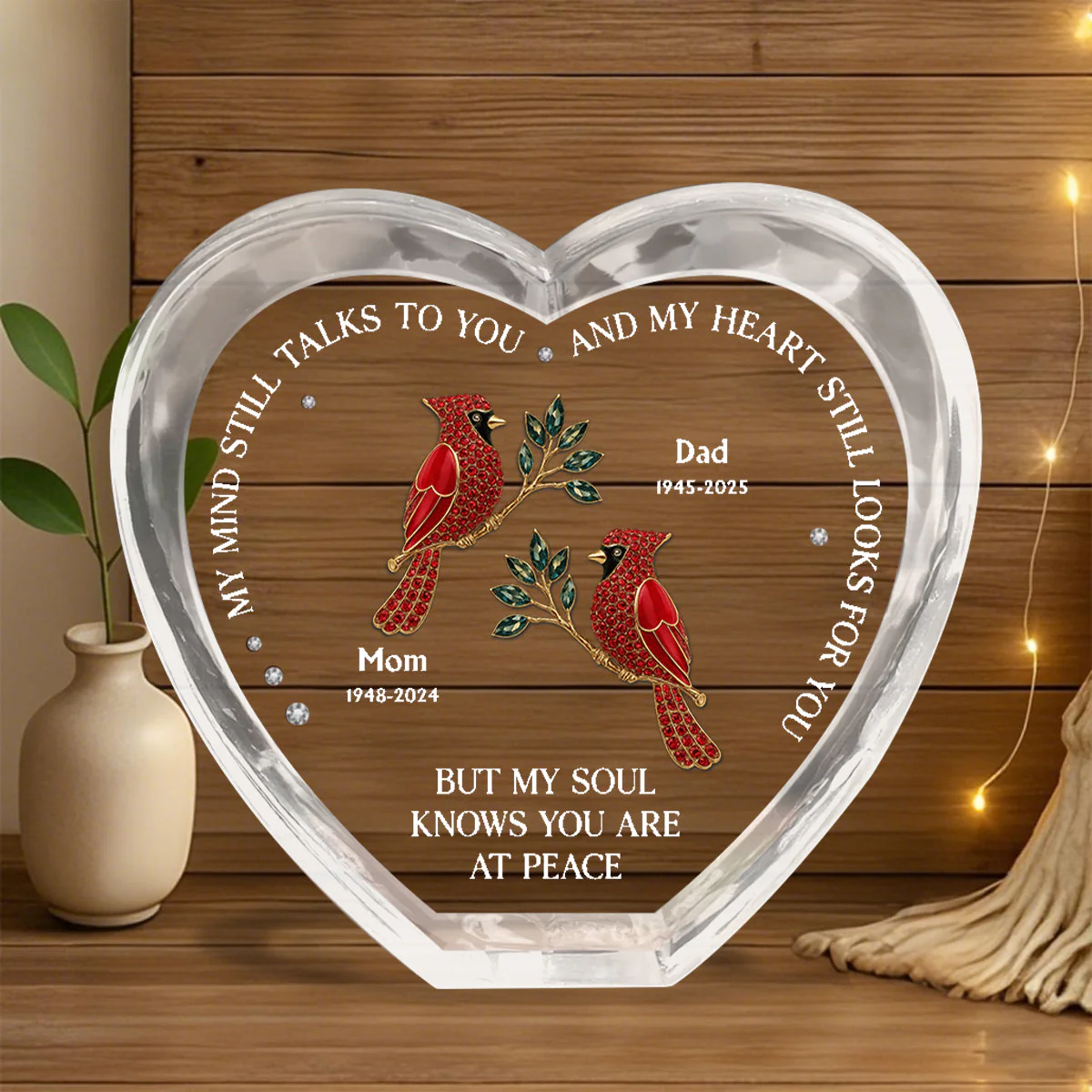 My Mind Still Talks To You - Personalized Crystal Heart Plaque, Gift For Family - Image 3