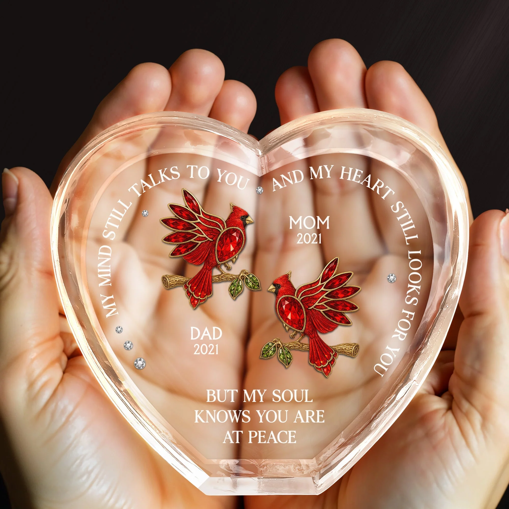 My Mind Still Talks To You - Personalized Crystal Heart Plaque, Gift For Family - Image 4