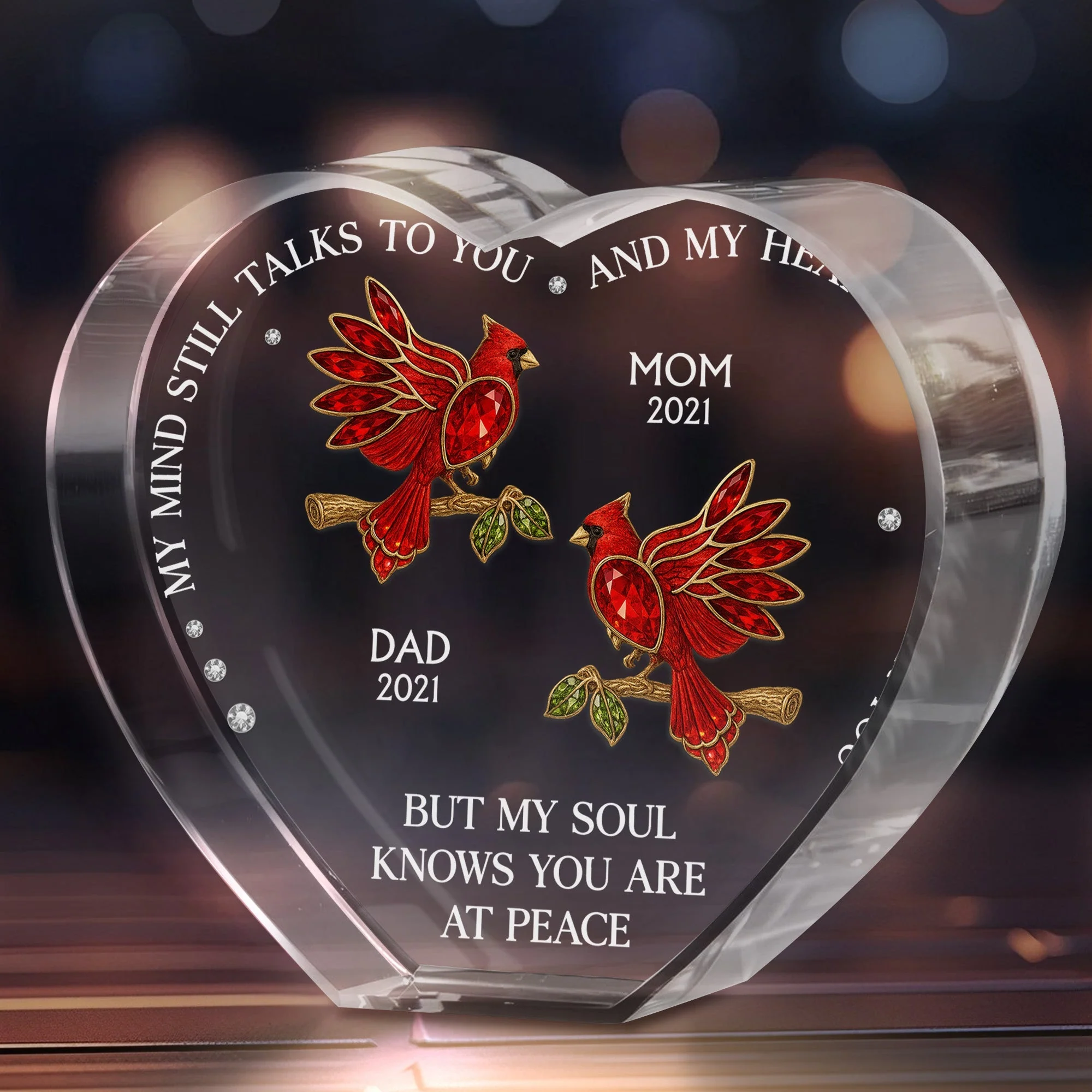 My Mind Still Talks To You - Personalized Crystal Heart Plaque, Gift For Family - Image 5