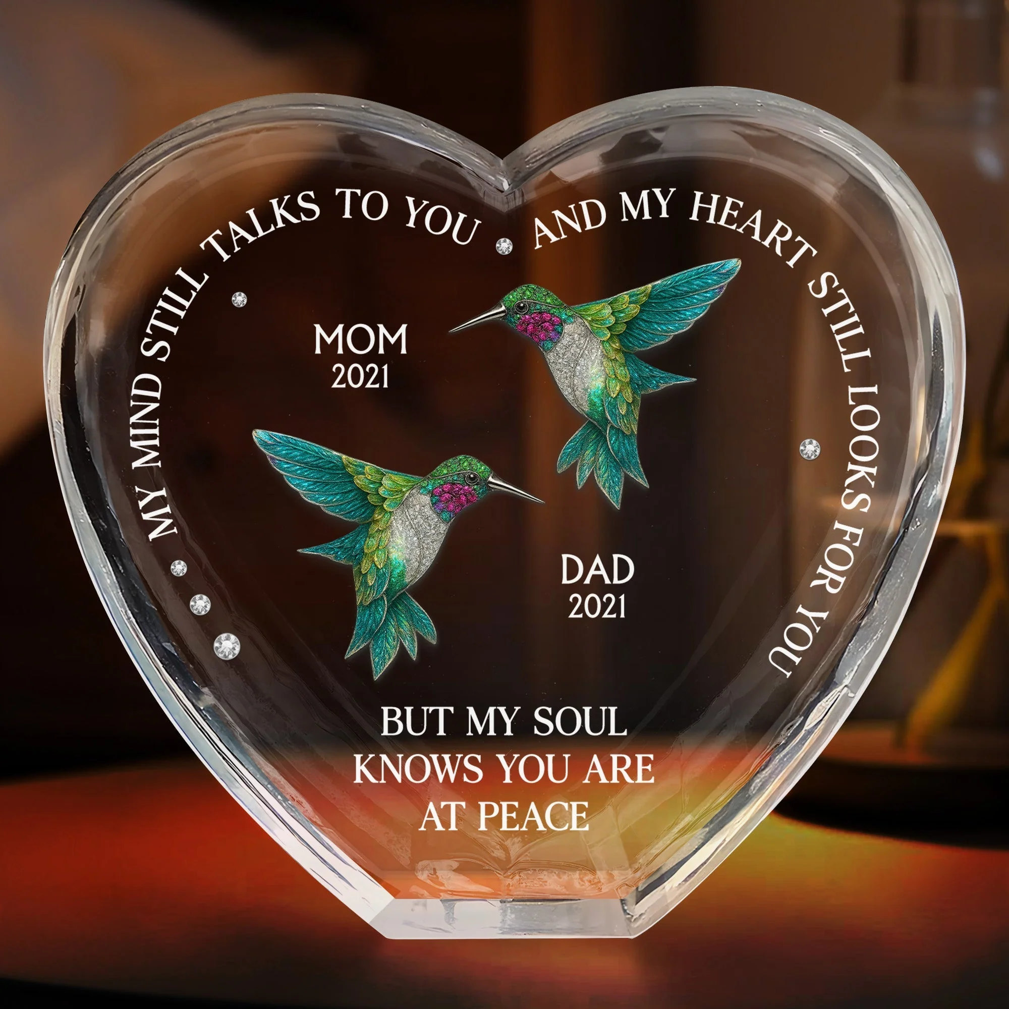 My Mind Still Talks To You - Personalized Crystal Heart Plaque, Gift For Family - Image 6