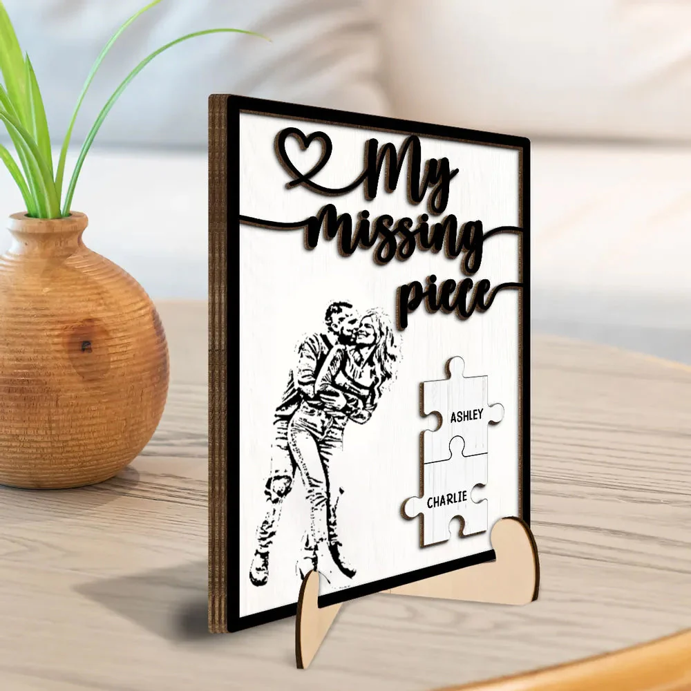 My Missing Piece Gift For Her Gift For Him Personalized 2-Layer Wooden Plaque - Image 7