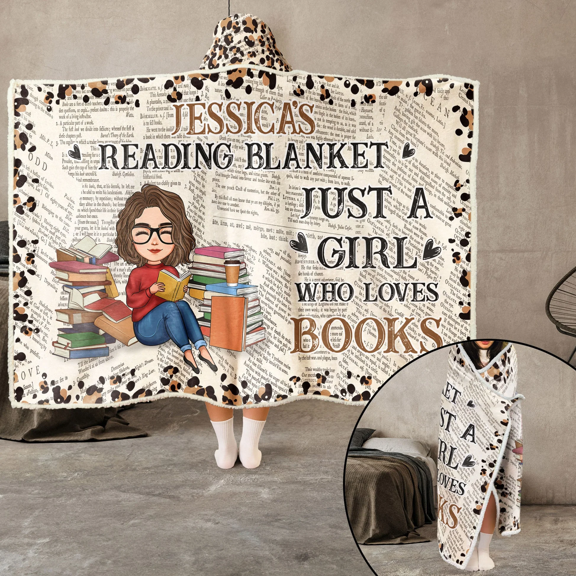 My Reading Books Blanket - Personalized Wearable Blanket Hoodie - Image 3