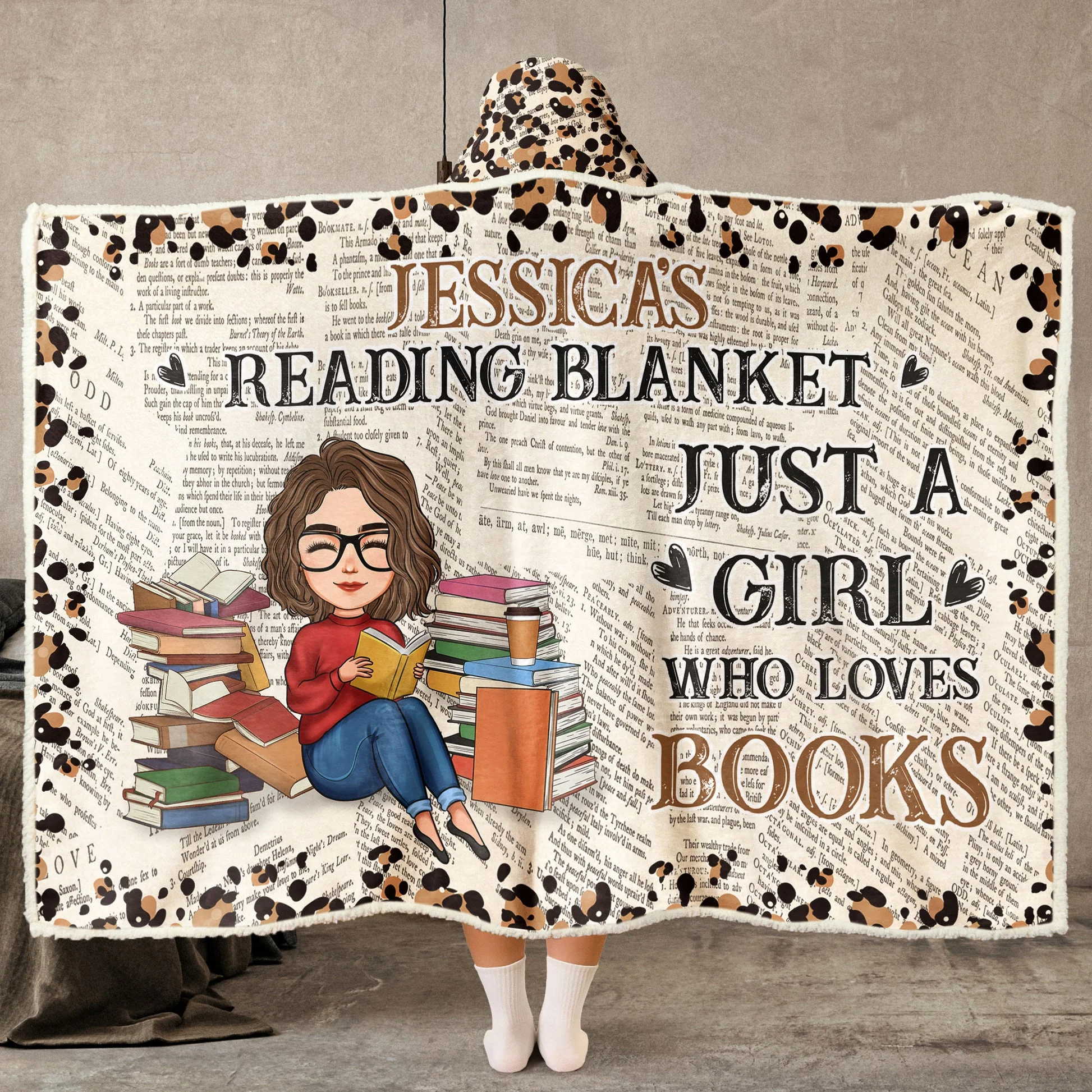 My Reading Books Blanket - Personalized Wearable Blanket Hoodie - Image 4