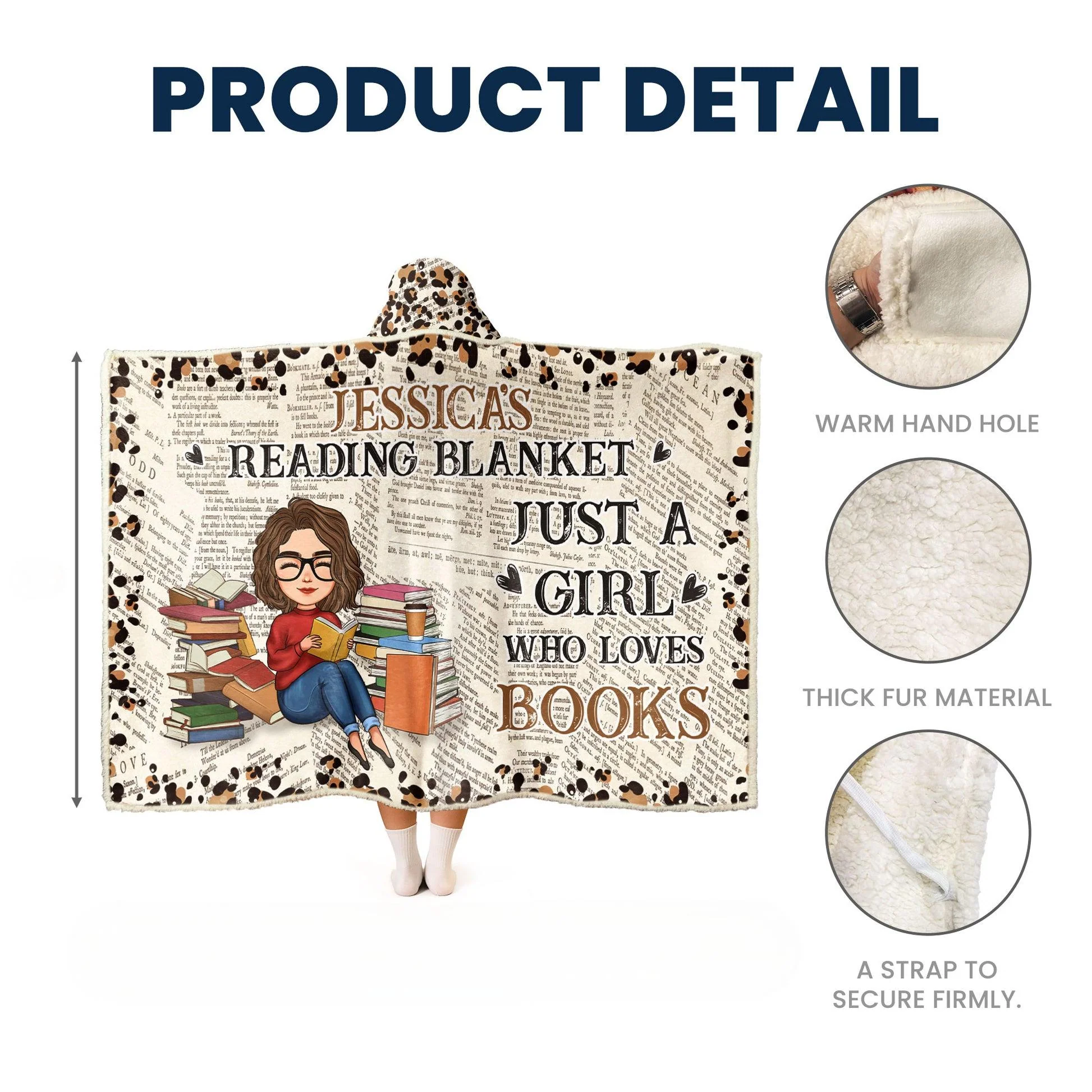 My Reading Books Blanket - Personalized Wearable Blanket Hoodie - Image 6