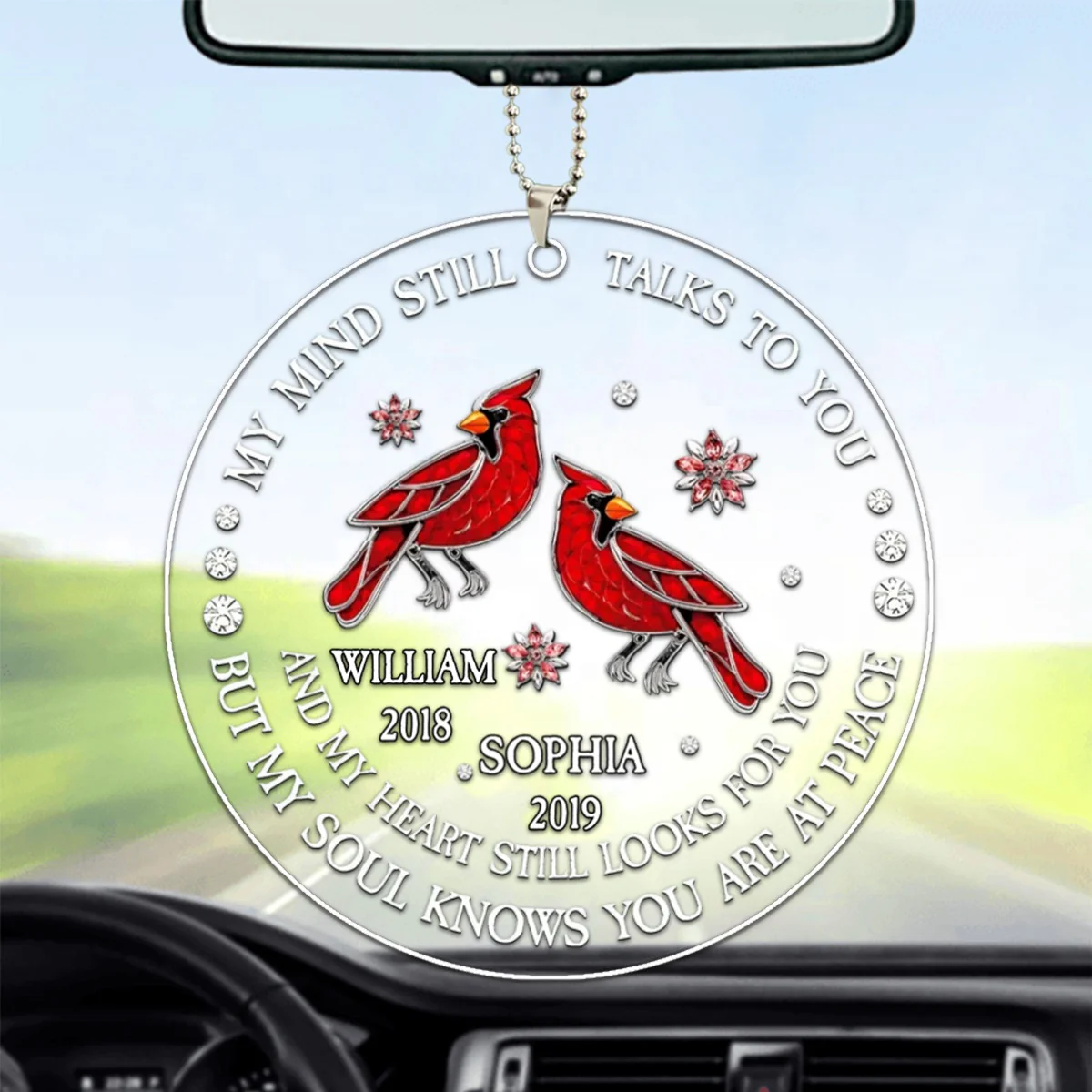 My Soul Knows You Are At Peace - Memorial Personalized Custom Car Ornament - Image 3