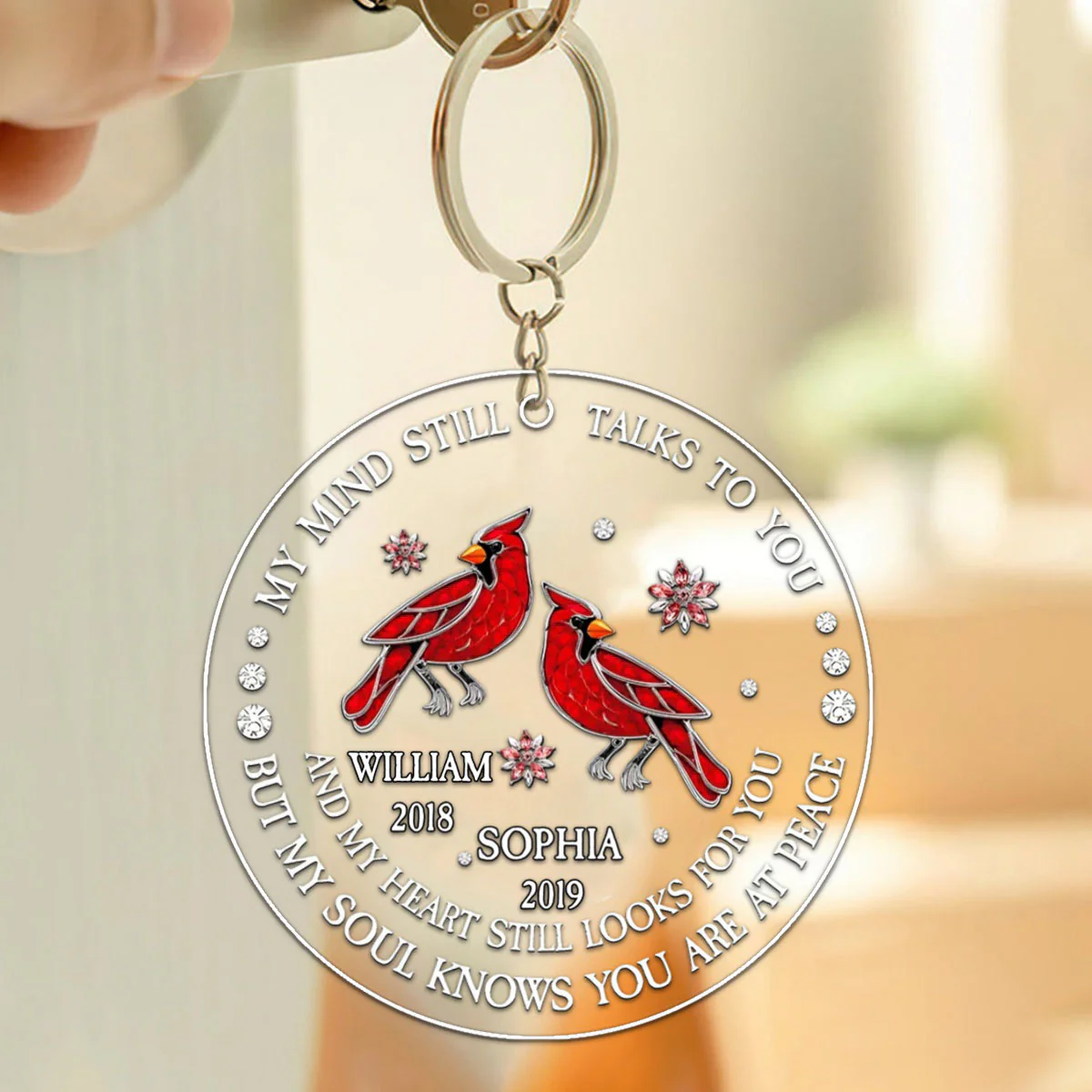 My Soul Knows You Are At Peace - Memorial Personalized Keychain - Image 2