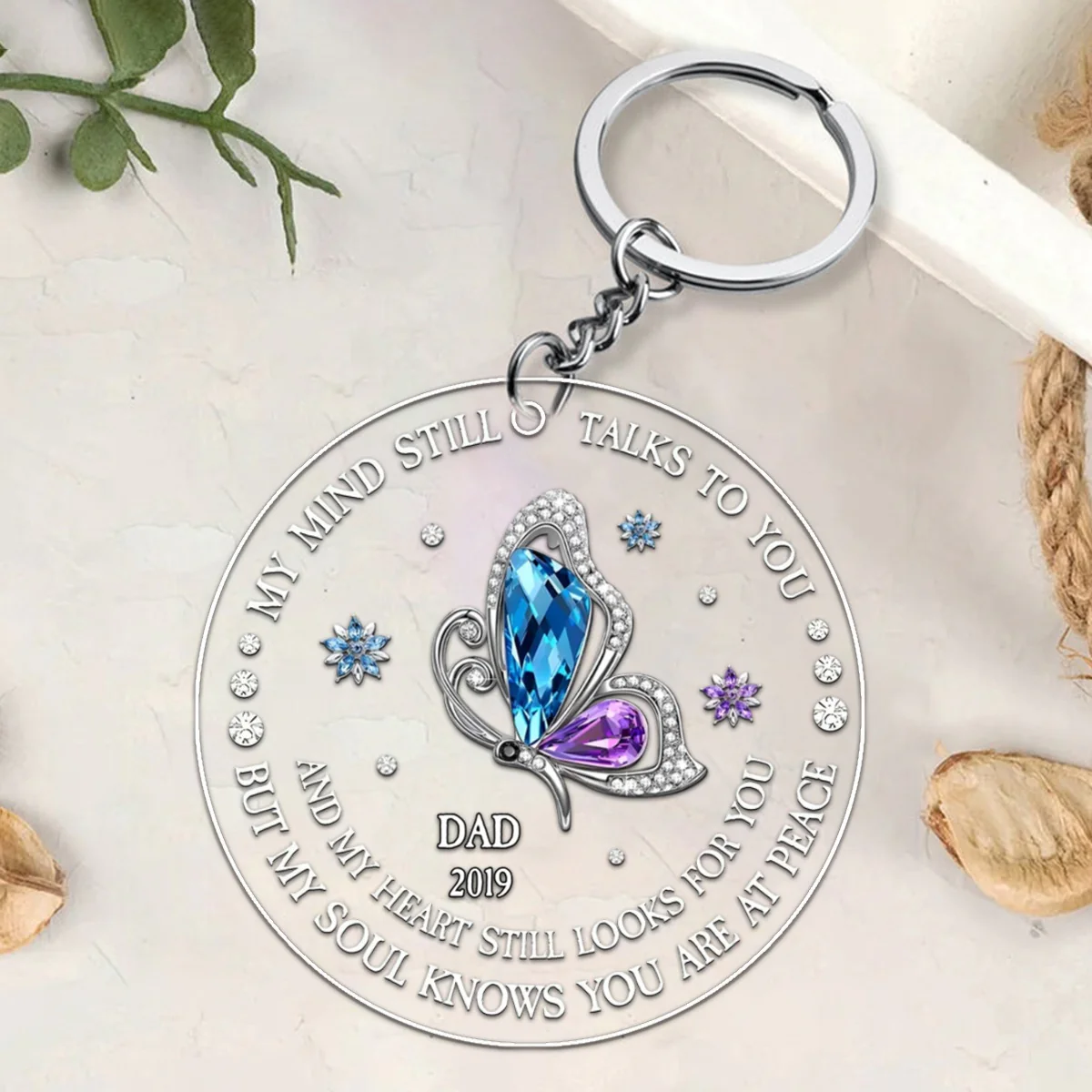 My Soul Knows You Are At Peace - Memorial Personalized Keychain - Image 3