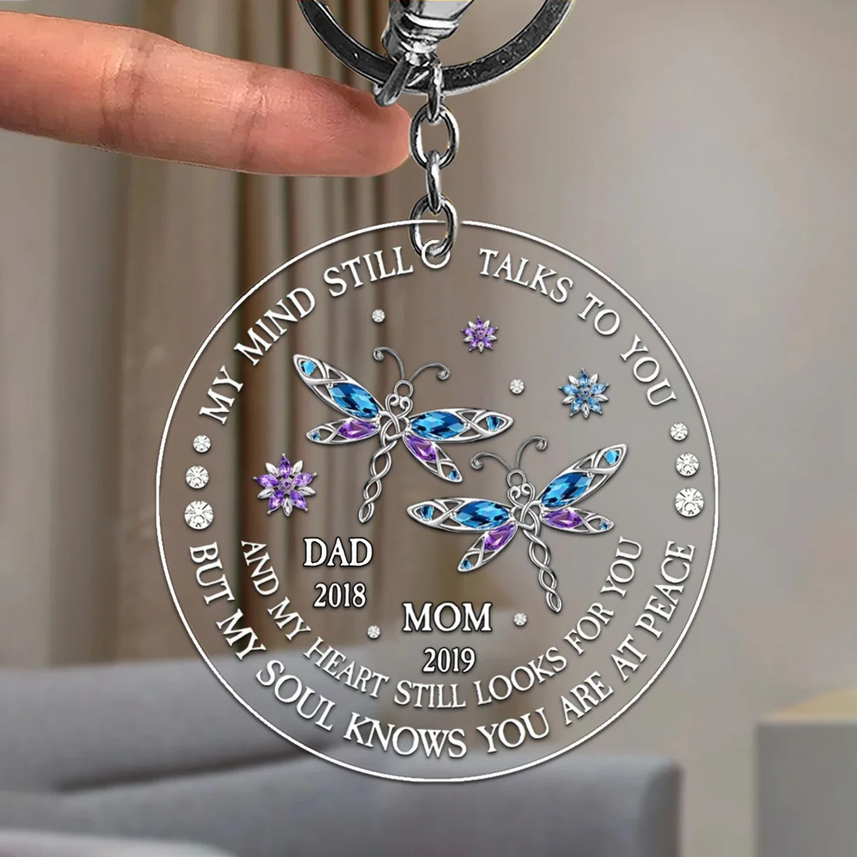 My Soul Knows You Are At Peace - Memorial Personalized Keychain - Image 4